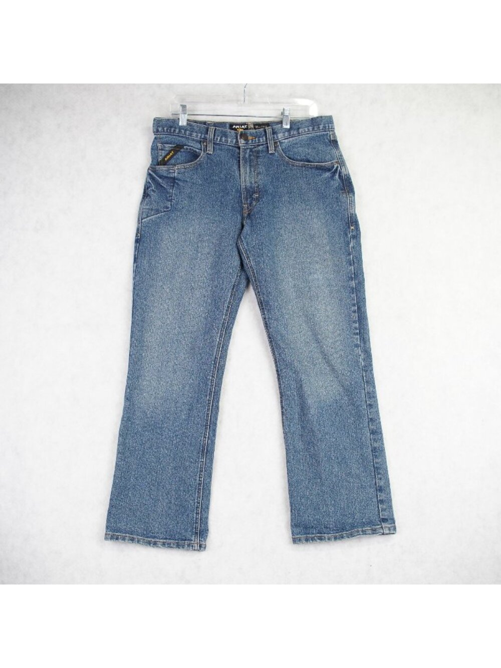 Ariat Mens Rebar M4 Relaxed Boot Cut Jeans Blue Denim Durable Workwear Sz 32x29